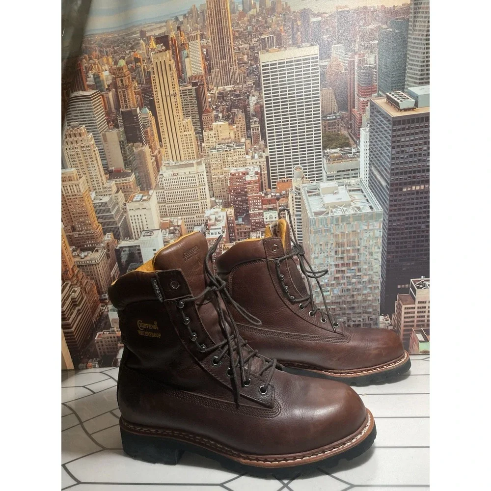 Chippewa Work Boots Mens Size 10 .5 M Lace Up Brown Leather Comfort No Steel Toe - Picture 5 of 12